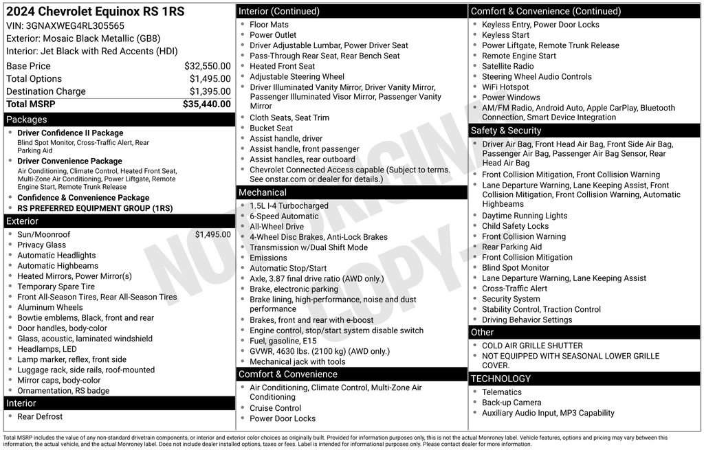 Certified 2024 Chevrolet Equinox RS AWD/4WD image 6
