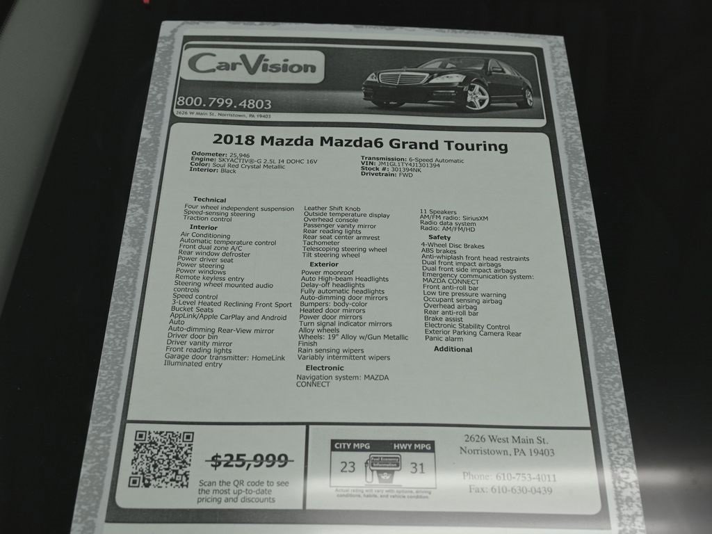 Used 2018 MAZDA MAZDA6 Grand Touring image 36
