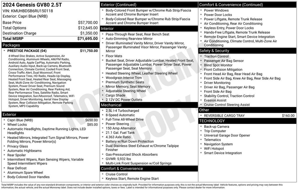 Certified 2024 Genesis GV80 2.5T w/ Prestige Package AWD/4WD image 2