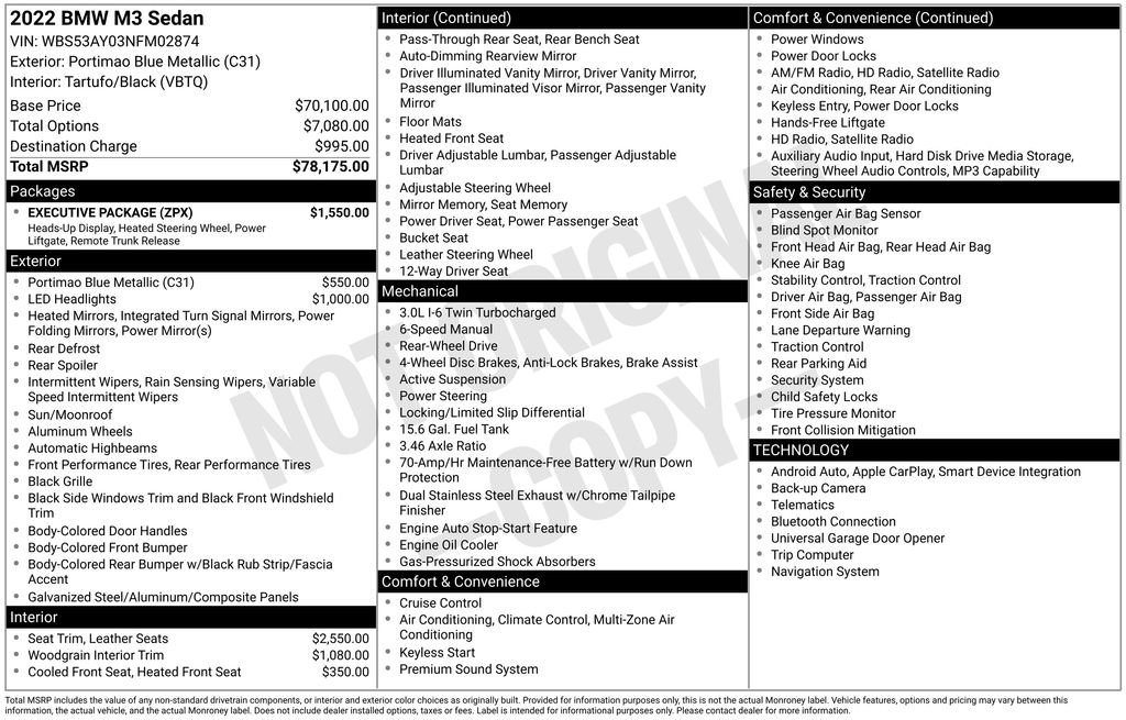 Used 2022 BMW M3 w/ Executive Package image 46