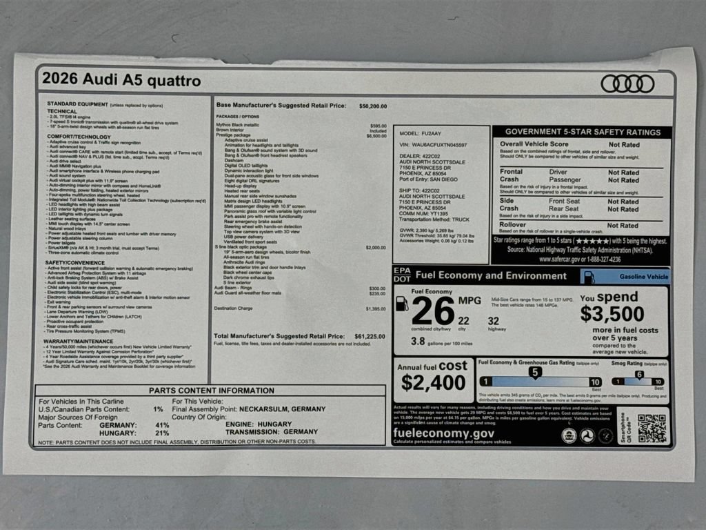 New 2026 Audi A5 Prestige AWD/4WD image 9