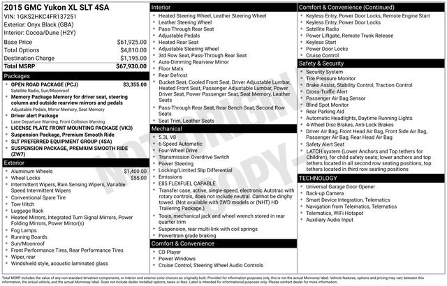 Used 2015 GMC Yukon XL SLT w/ Open Road Package AWD/4WD image 45