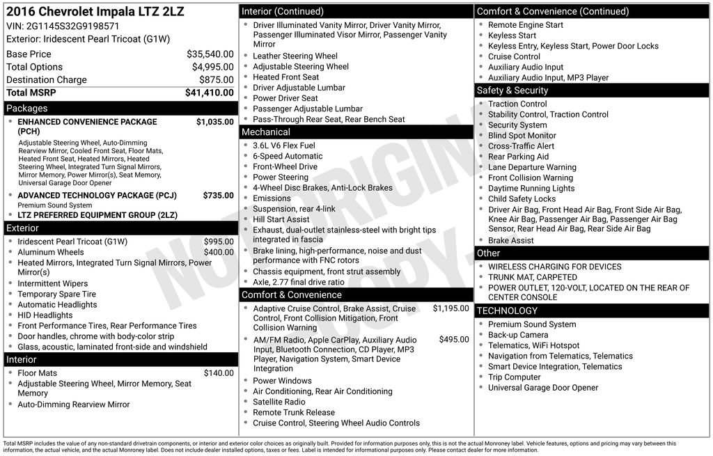 Used 2016 Chevrolet Impala LTZ w/ Enhanced Convenience Package image 34