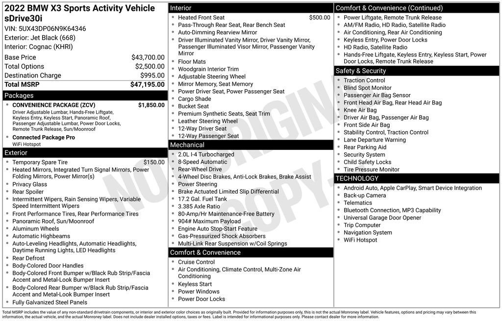 Used 2022 BMW X3 sDrive30i w/ Convenience Package RWD image 4
