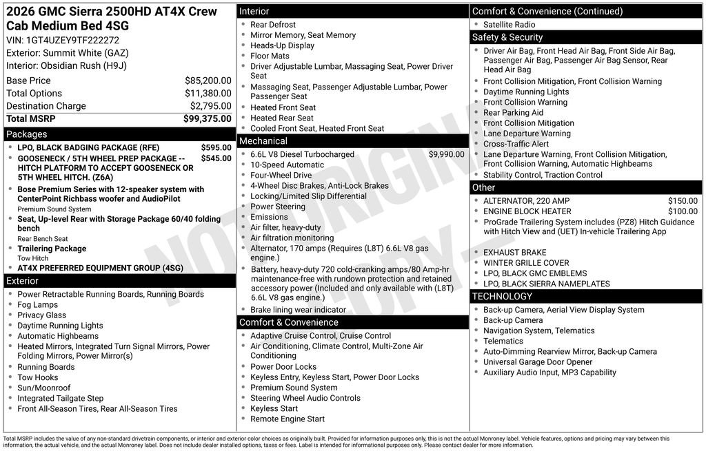 New 2026 GMC Sierra 2500 AT4X w/ LPO, Black Badging Package AWD/4WD image 19