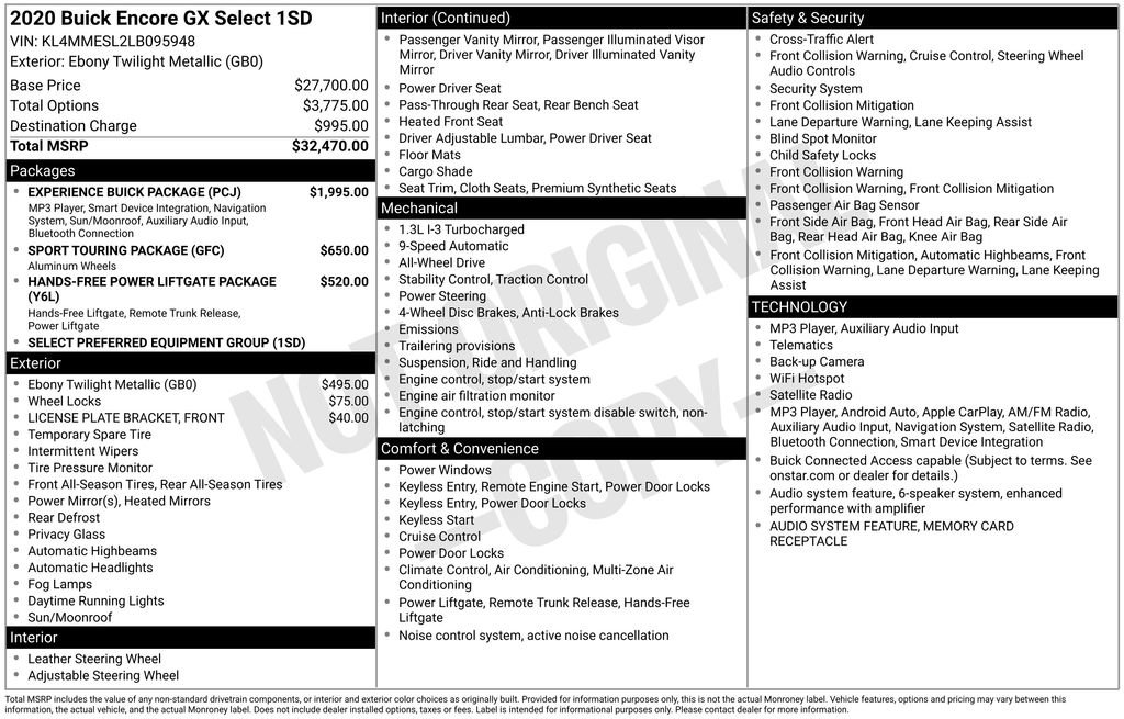 Used 2020 Buick Encore GX Select w/ Experience Buick Package AWD/4WD image 2