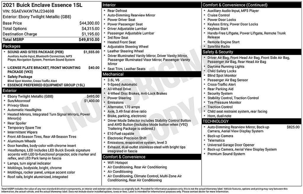 Used 2021 Buick Enclave Essence w/ Sound and Sites Package image 33