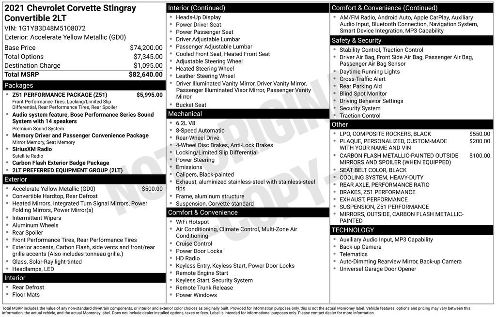 Used 2021 Chevrolet Corvette Stingray Preferred Conv w/ Z51 Performance Package image 8