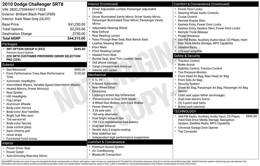 Used 2010 Dodge Challenger SRT8 w/ SRT Option Group II RWD image 4