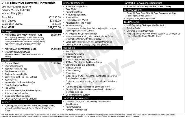 Used 2006 Chevrolet Corvette Convertible w/ Preferred Equipment Group RWD image 35
