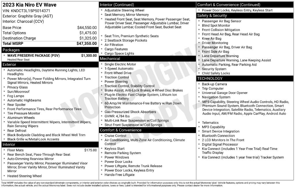 Certified 2023 Kia Niro Wave w/ Wave Preserve Package FWD image 30