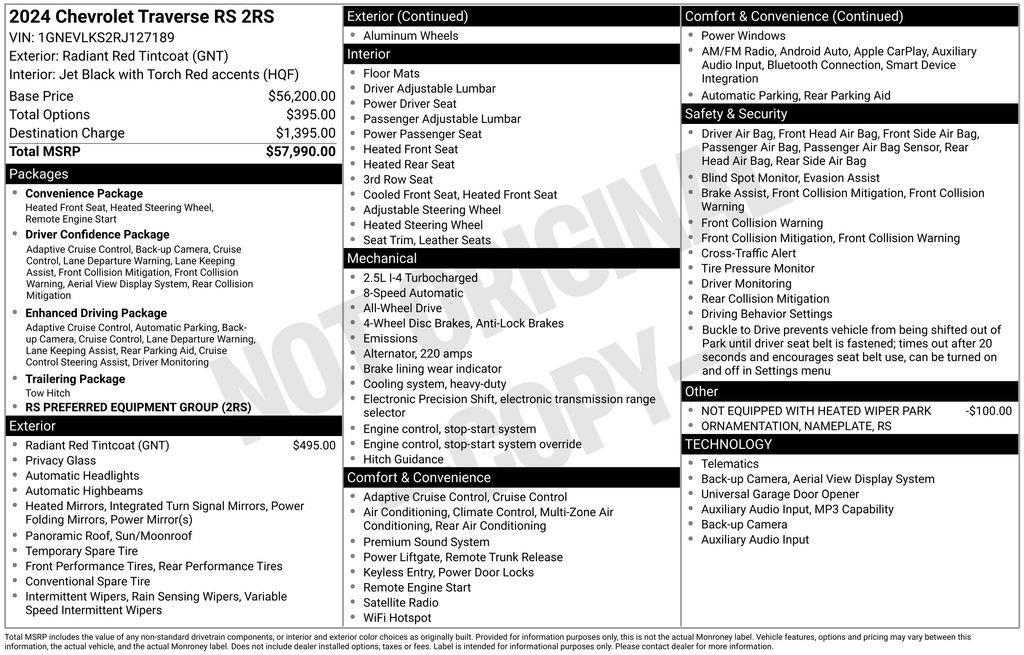Used 2024 Chevrolet Traverse RS AWD/4WD image 27