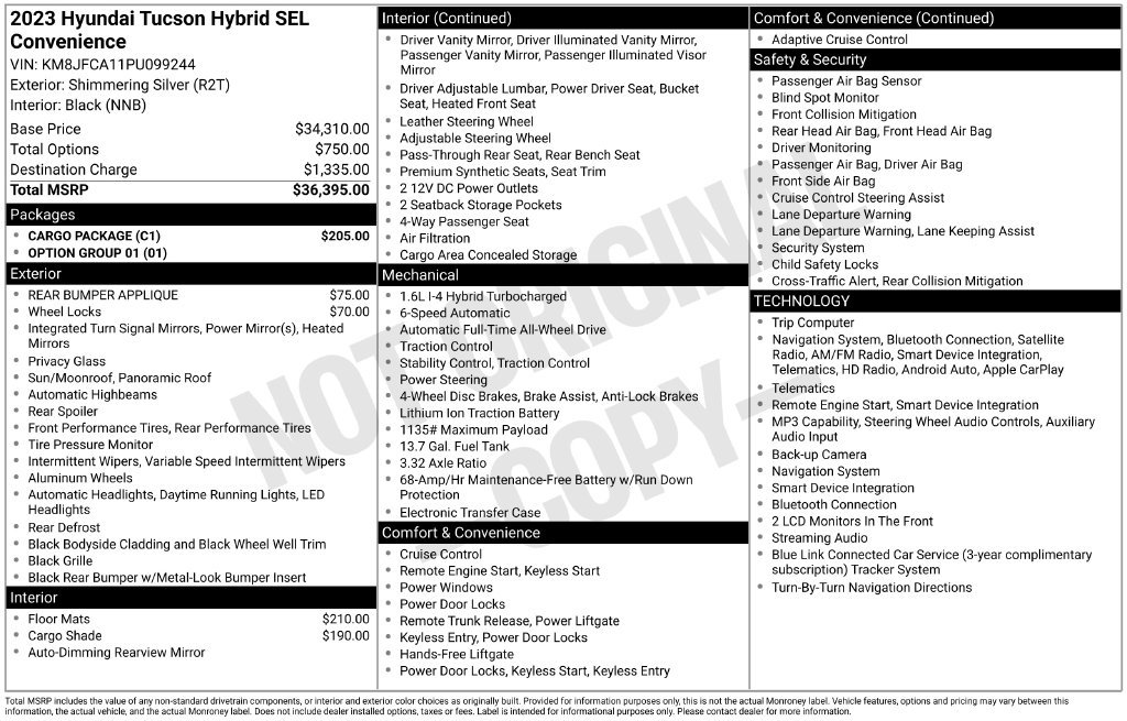 Used 2023 Hyundai Tucson SEL w/ Cargo Package AWD/4WD image 7