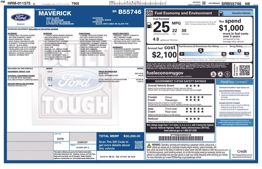 New 2025 Ford Maverick XL w/ Equipment Group 102A image 26