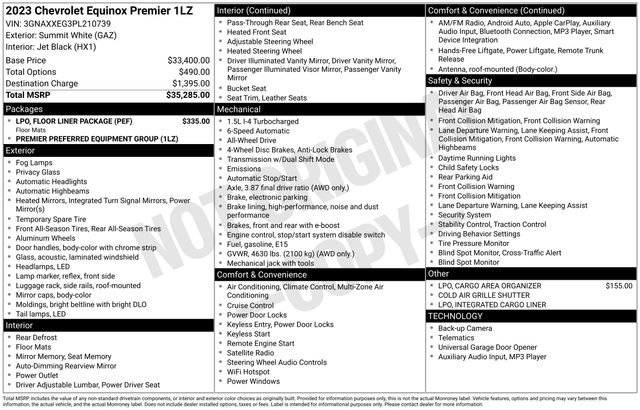 Used 2023 Chevrolet Equinox Premier w/ LPO, Floor Liner Package image 3