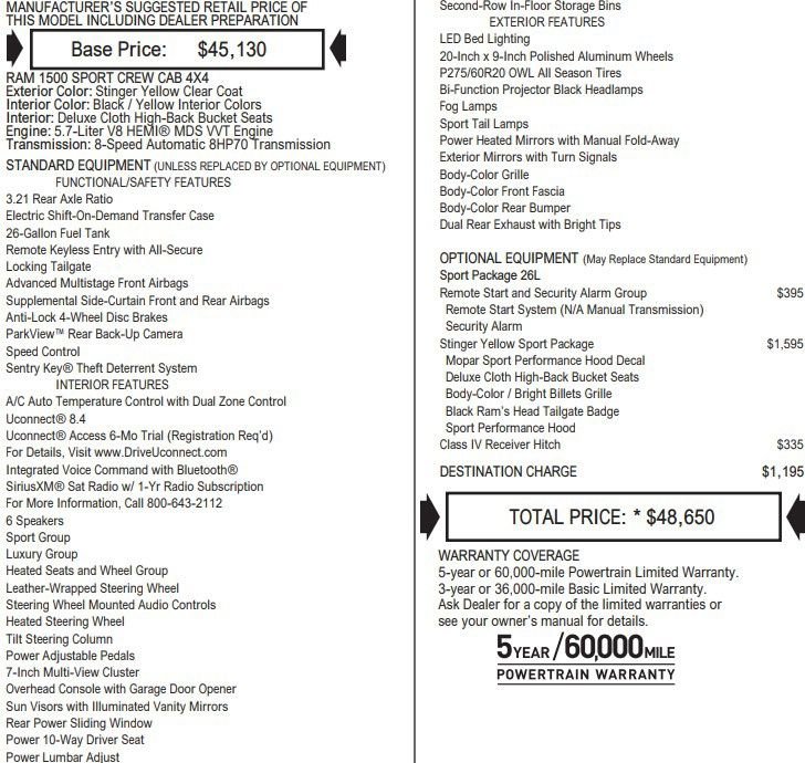 Used 2016 RAM 1500 Sport w/ Stinger Yellow Sport Package image 7