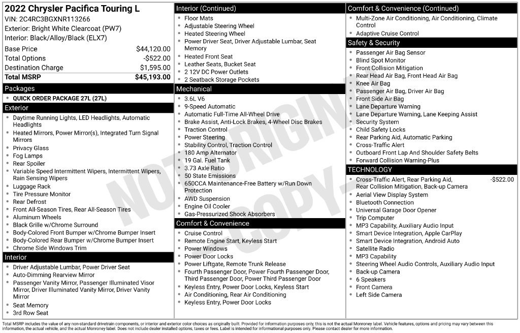 Used 2022 Chrysler Pacifica Touring-L AWD/4WD image 12