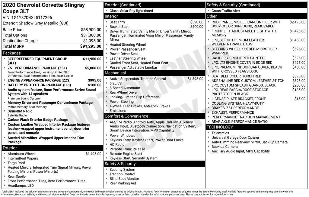 Used 2020 Chevrolet Corvette Stingray Premium Cpe w/ 3LT Preferred Equipment Group image 31