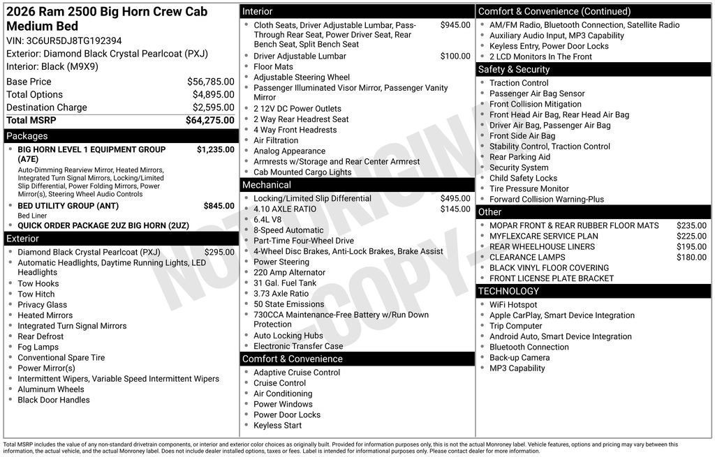 New 2026 RAM 2500 Big Horn image 2