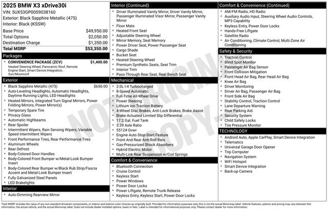 Used 2025 BMW X3 xDrive30i w/ Convenience Package AWD/4WD image 5