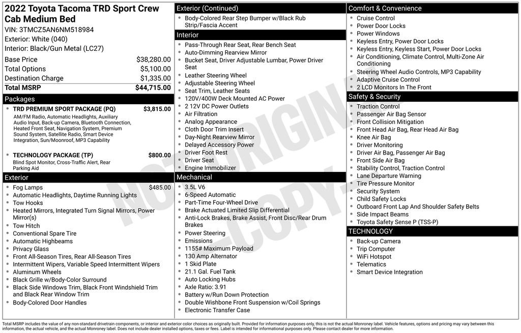 Used 2022 Toyota Tacoma TRD Sport w/ TRD Premium Sport Package image 21