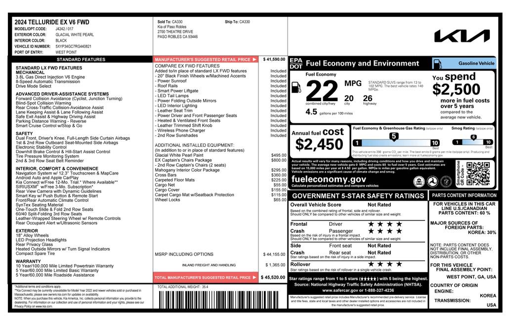 Used 2024 Kia Telluride EX w/ EX Captain's Chair Package FWD image 4