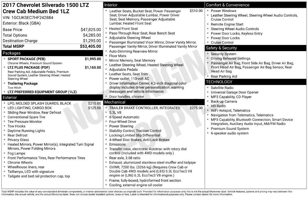 Used 2017 Chevrolet Silverado 1500 LTZ w/ Sport Package AWD/4WD image 5