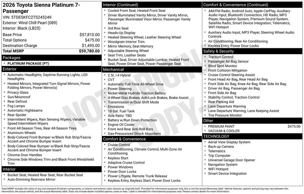Certified 2026 Toyota Sienna Platinum AWD/4WD image 33