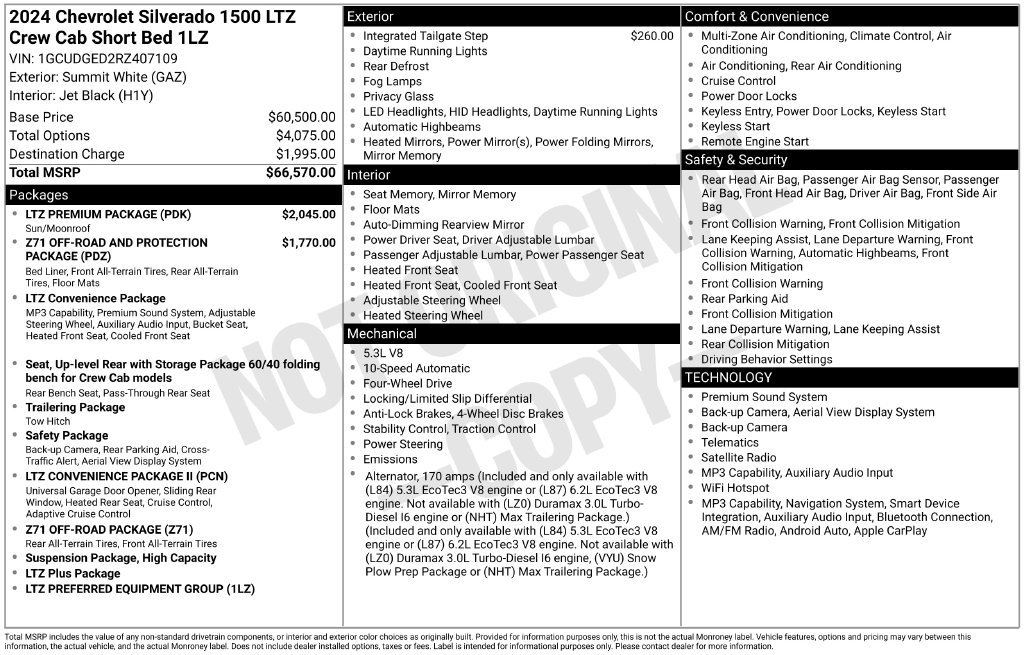 Used 2024 Chevrolet Silverado 1500 LTZ w/ LTZ Premium Package AWD/4WD image 24