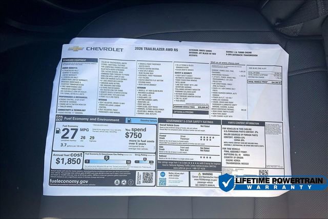 New 2026 Chevrolet TrailBlazer RS w/ Convenience Package AWD/4WD image 15
