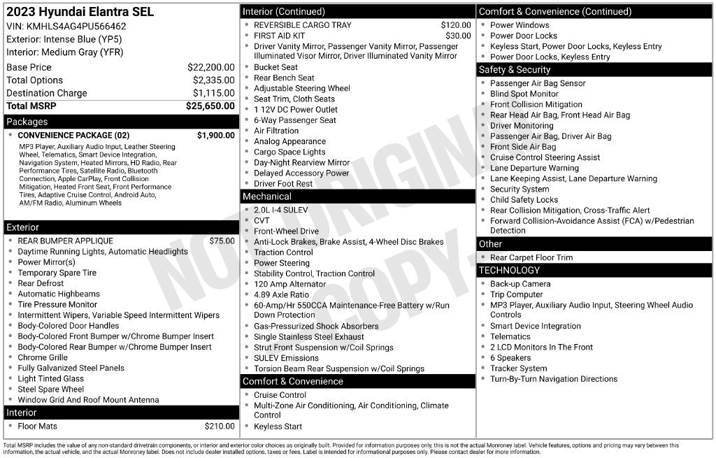 Certified 2023 Hyundai Elantra SEL w/ Convenience Package FWD image 7