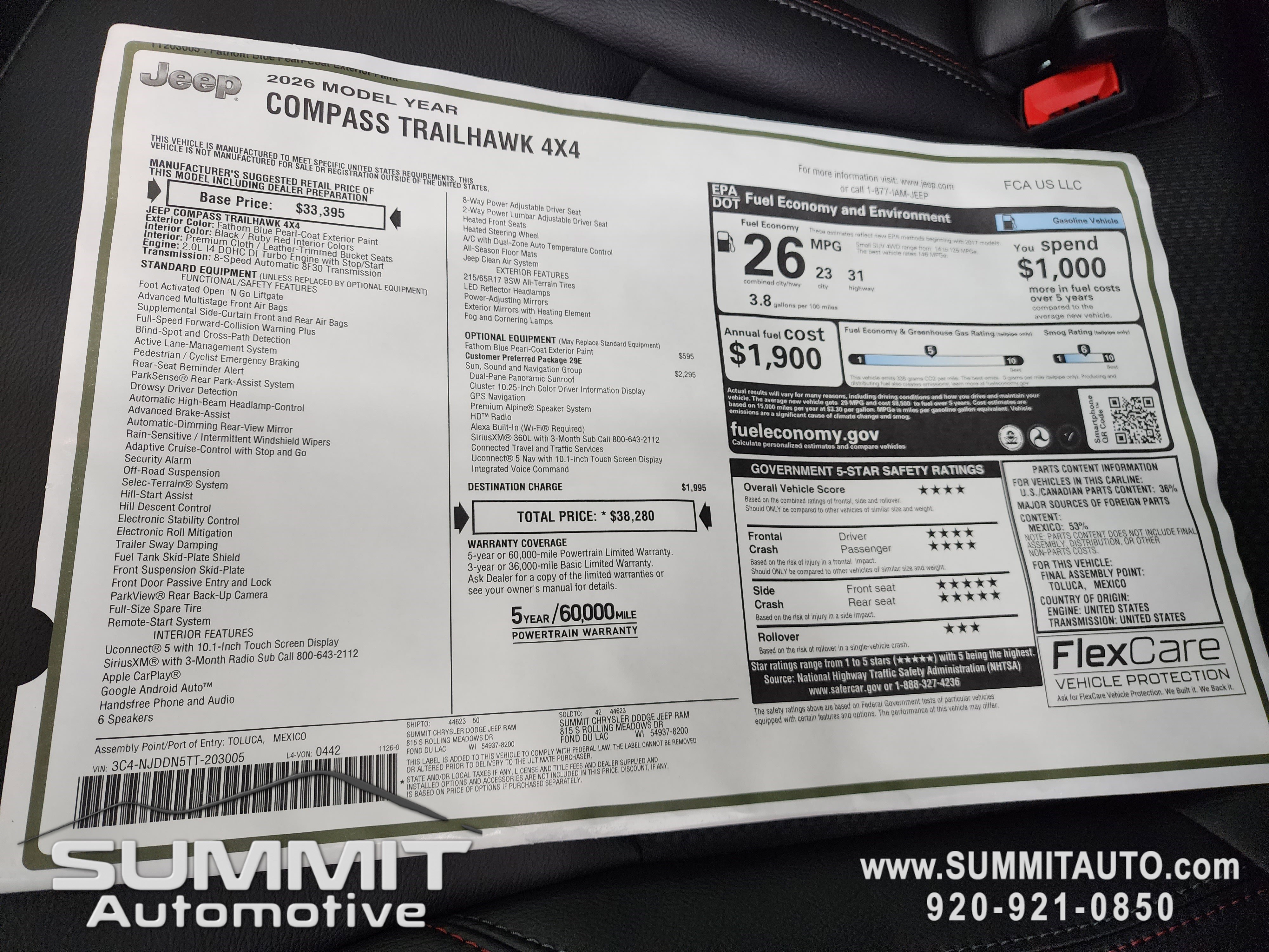 New 2026 Jeep Compass Trailhawk w/ Sun, Sound & Navigation Group image 34