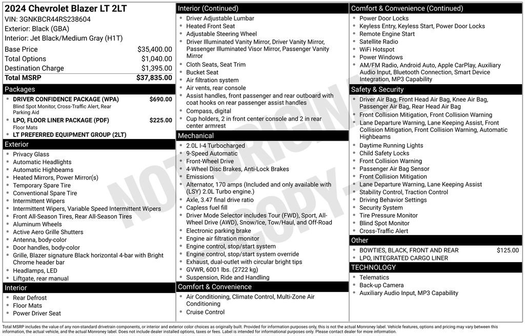 Used 2024 Chevrolet Blazer LT w/ Driver Confidence Package image 39