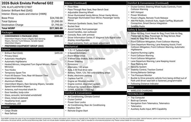 New 2026 Buick Envista Preferred w/ Convenience II Package FWD image 21