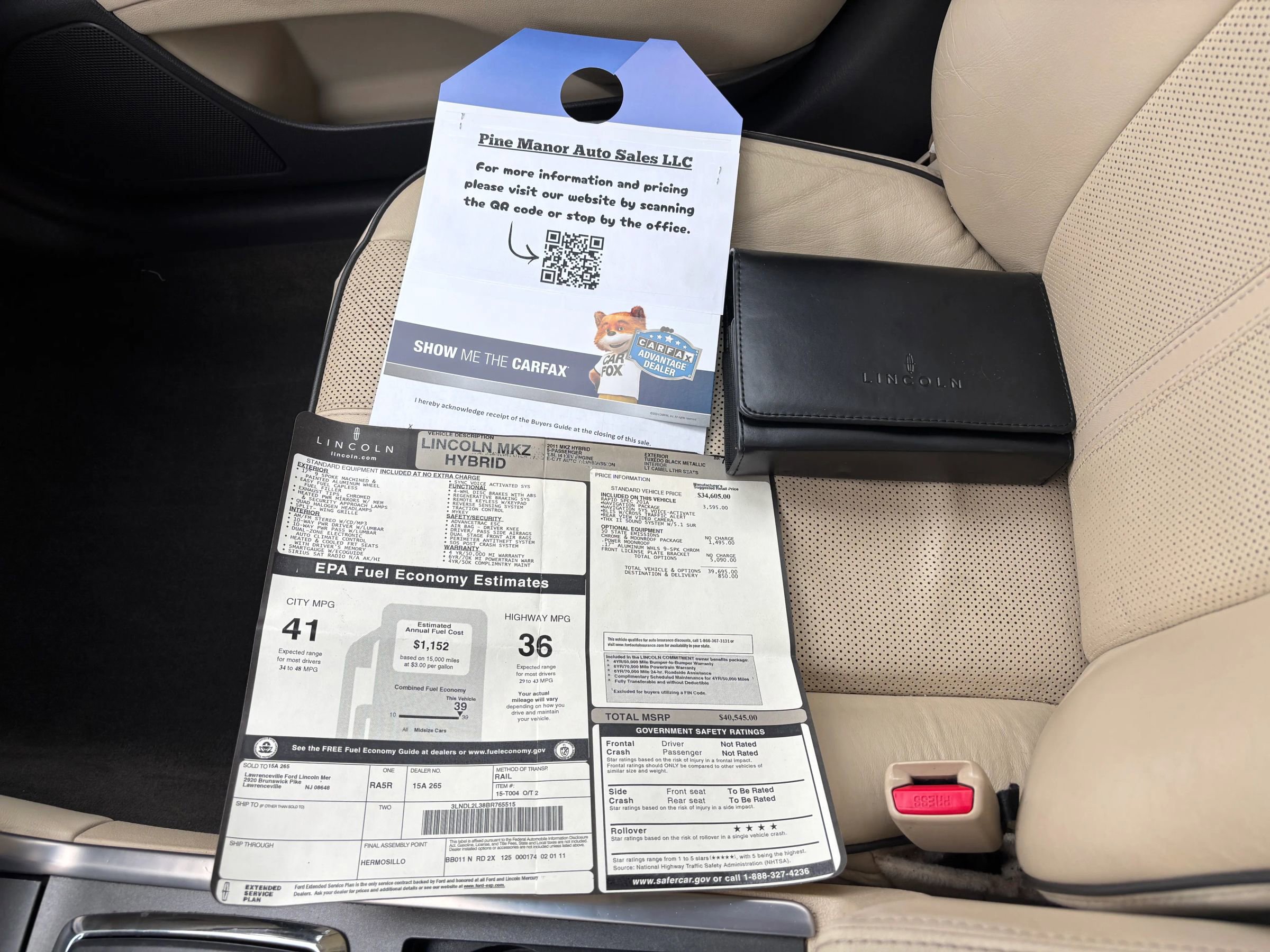 Used 2011 Lincoln MKZ Hybrid w/ 201A Rapid Spec Order Code image 26