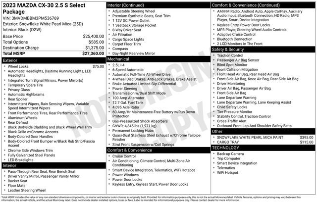 Certified 2023 MAZDA CX-30 AWD 2.5 S w/ Select Package image 20
