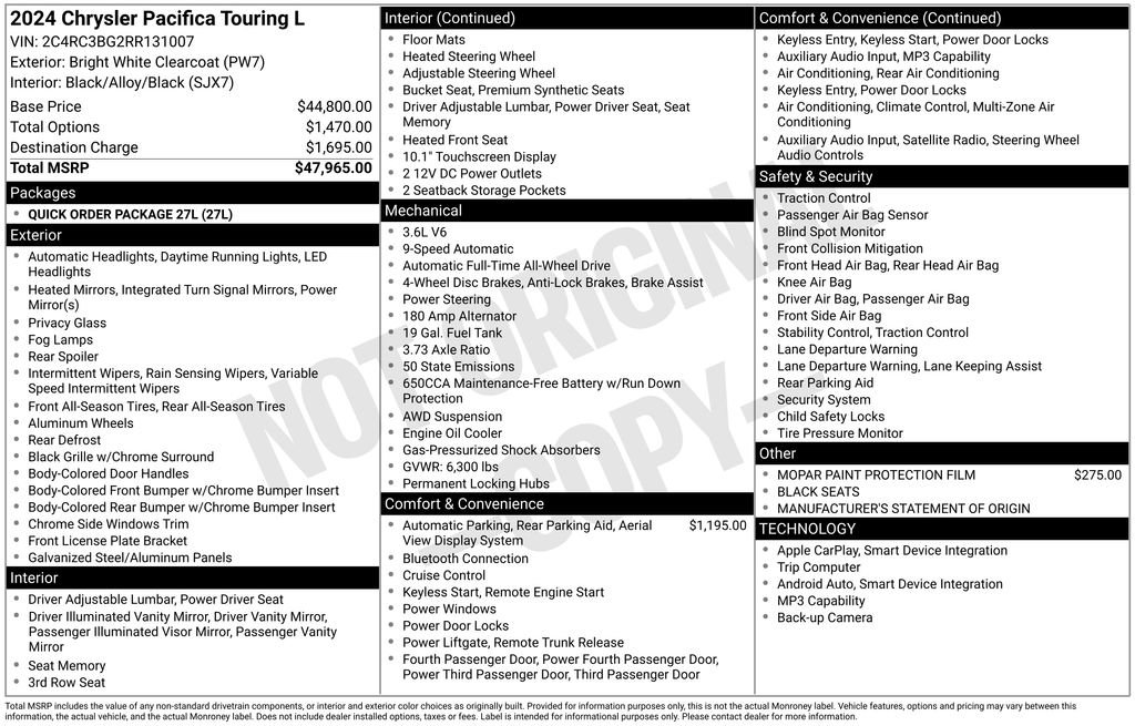 Used 2024 Chrysler Pacifica Touring-L AWD/4WD image 4