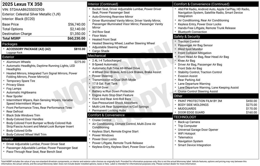 Used 2025 Lexus TX 350 AWD w/ Accessory Package (A2) image 37