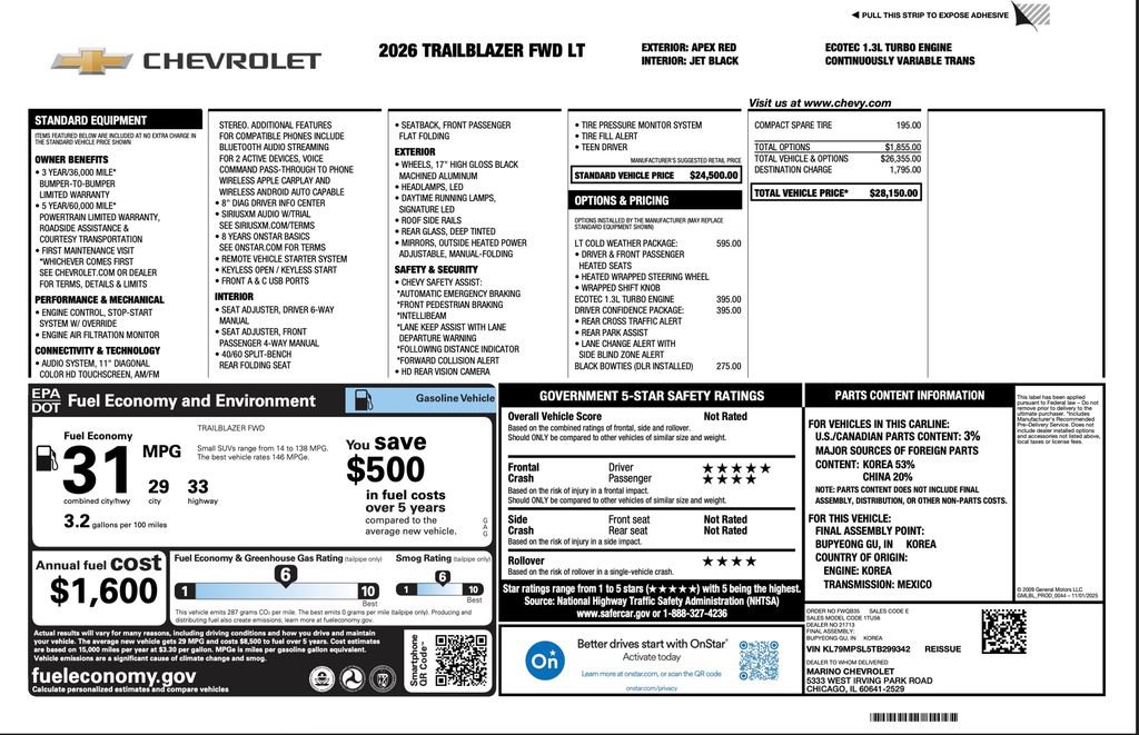New 2026 Chevrolet TrailBlazer LT w/ LT Cold Weather Package FWD image 2