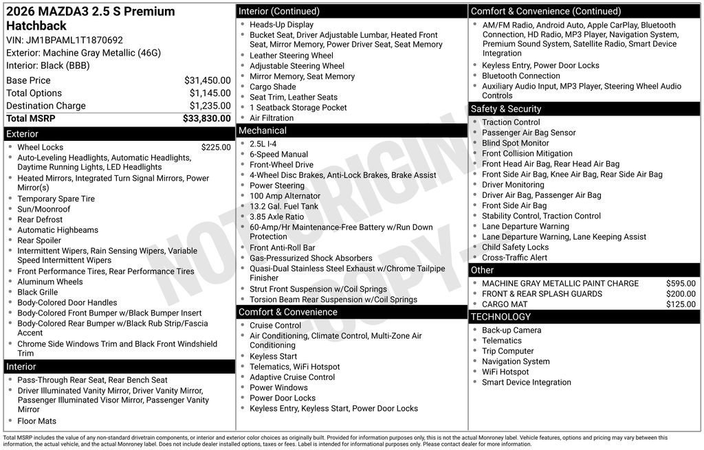 New 2026 MAZDA MAZDA3 2.5 S Hatchback w/ Premium Pkg image 2