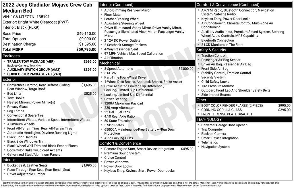 Used 2022 Jeep Gladiator Mojave w/ Trailer Tow Package AWD/4WD image 35