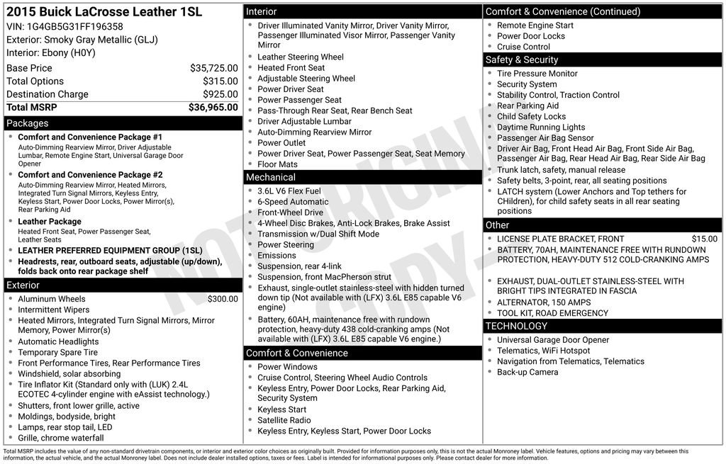 Used 2015 Buick LaCrosse Leather FWD image 24