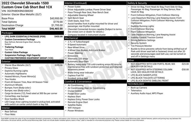 Used 2022 Chevrolet Silverado 1500 Custom w/ LPO, Dark Essentials Package image 5