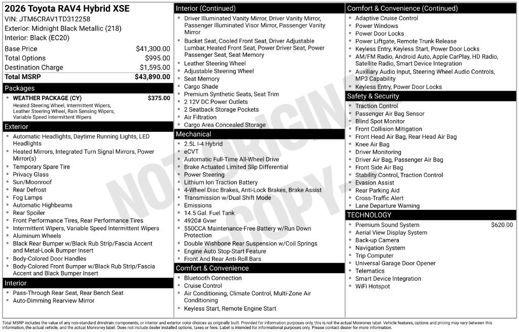 Used 2026 Toyota RAV4 XSE w/ Weather Package AWD/4WD image 7