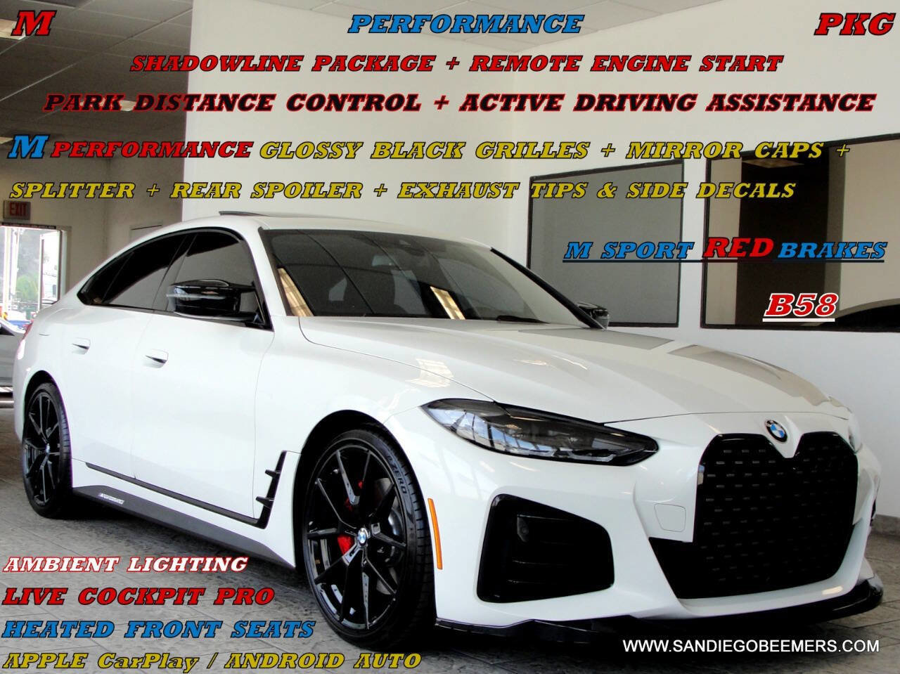Used 2022 BMW M440i xDrive Gran Coupe M440i xDrive GC M PERF+RED M B w/ Shadowloine Package image 1