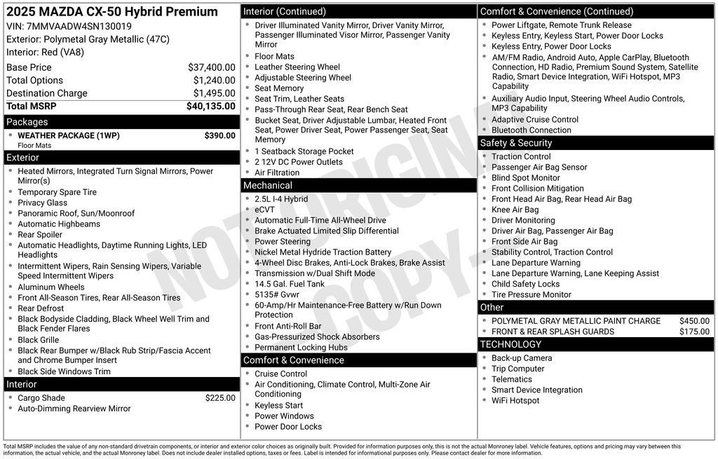 Certified 2025 MAZDA CX-50 AWD 2.5 Hybrid w/ Weather Package image 20