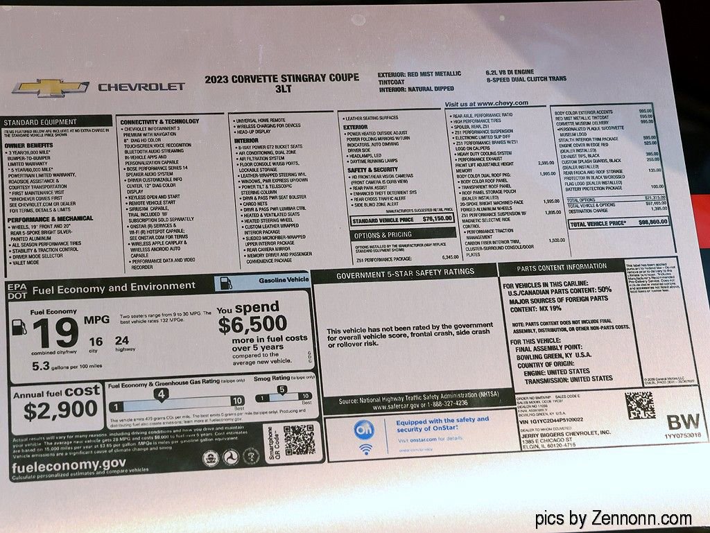 Used 2023 Chevrolet Corvette Stingray Premium Cpe w/ Z51 Performance Package image 70