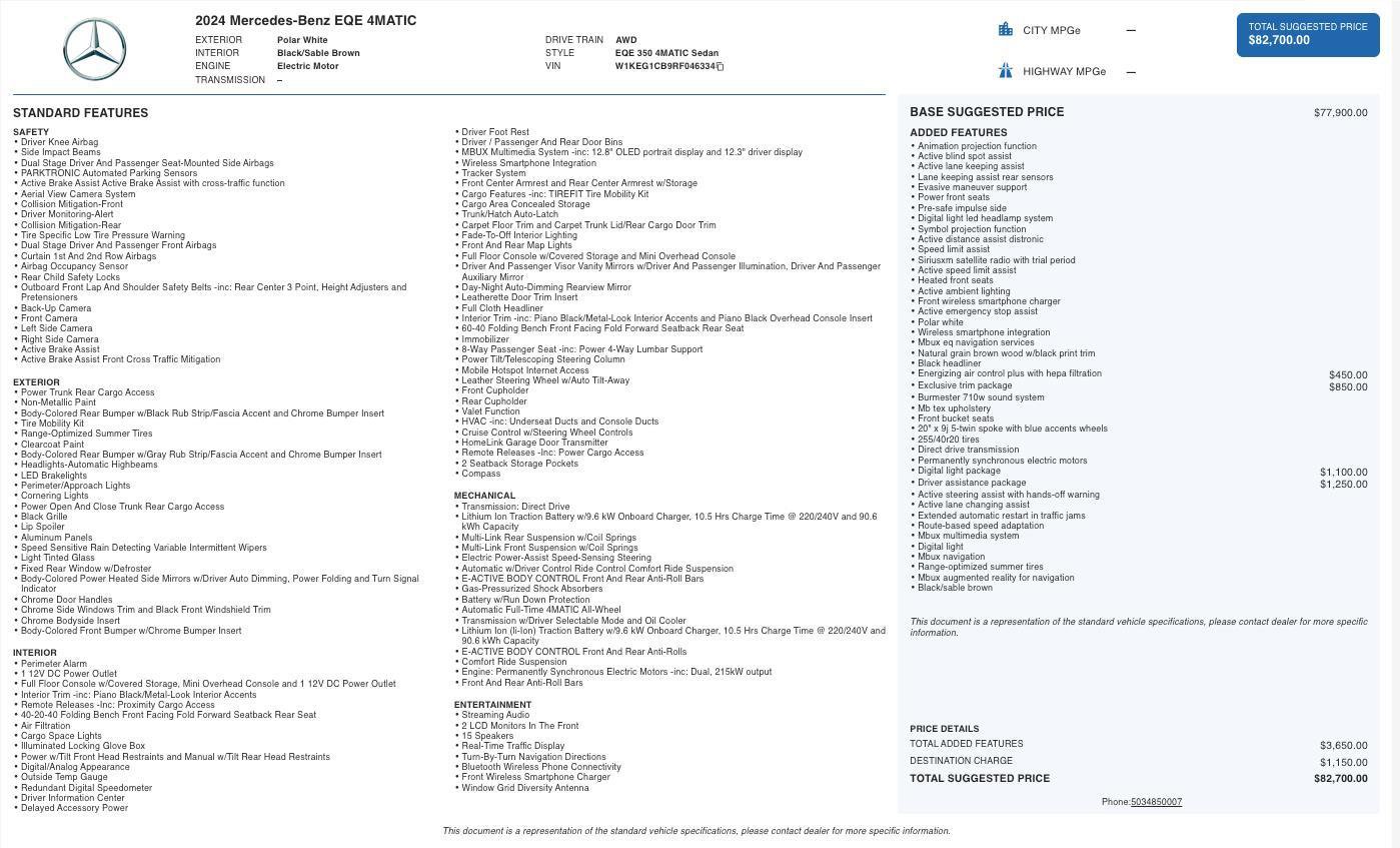 Used 2024 Mercedes-Benz EQE 350+ 4MATIC Sedan w/ Driver Assistance Package image 5