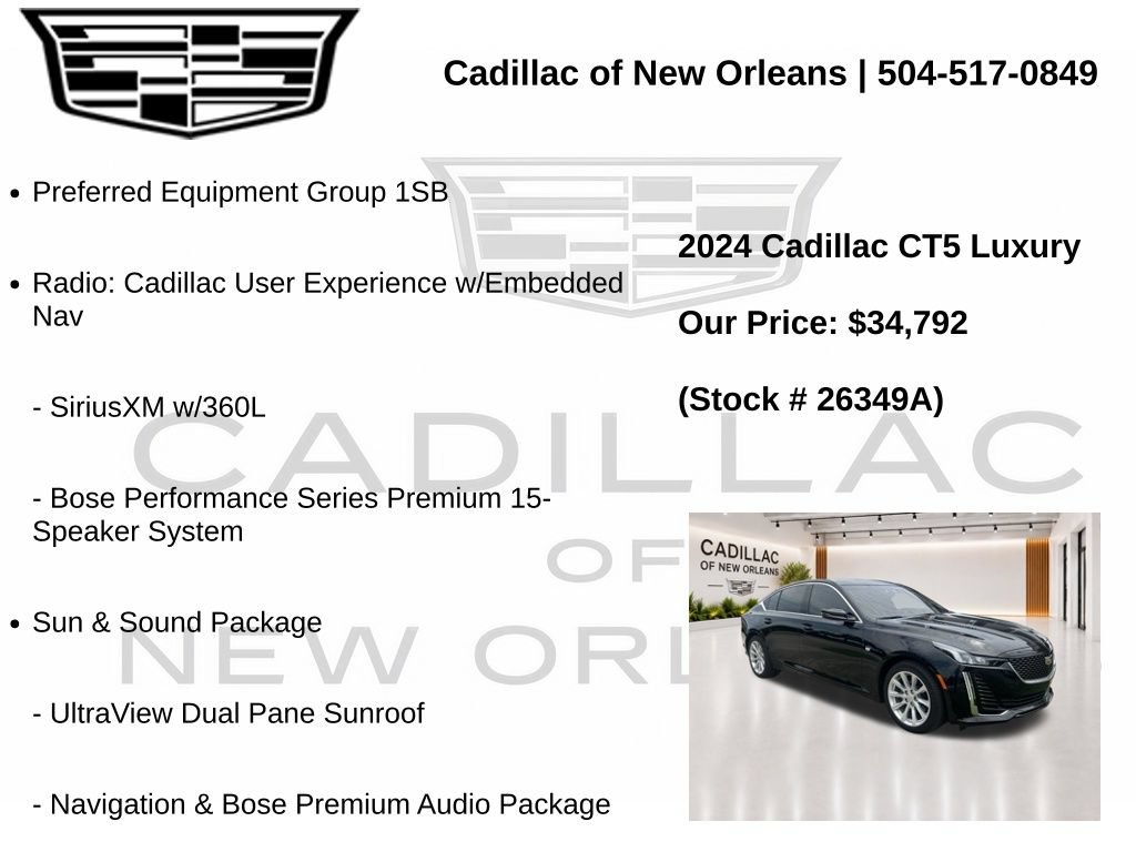 Used 2024 Cadillac CT5 Luxury w/ Sun And Sound Package RWD image 7