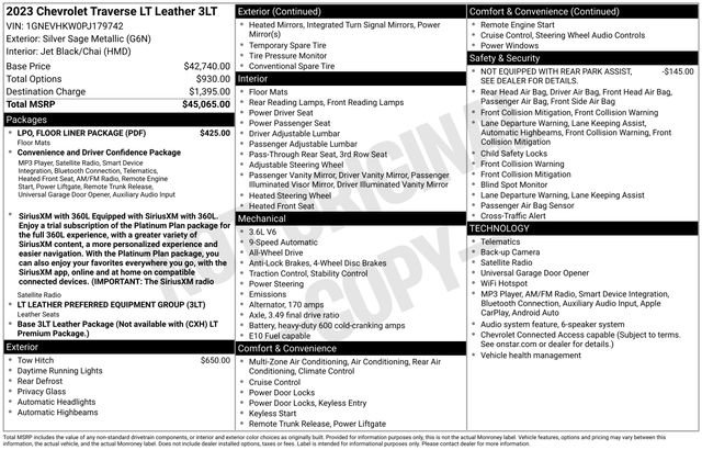 Used 2023 Chevrolet Traverse LT w/ LPO, Floor Liner Package AWD/4WD image 6